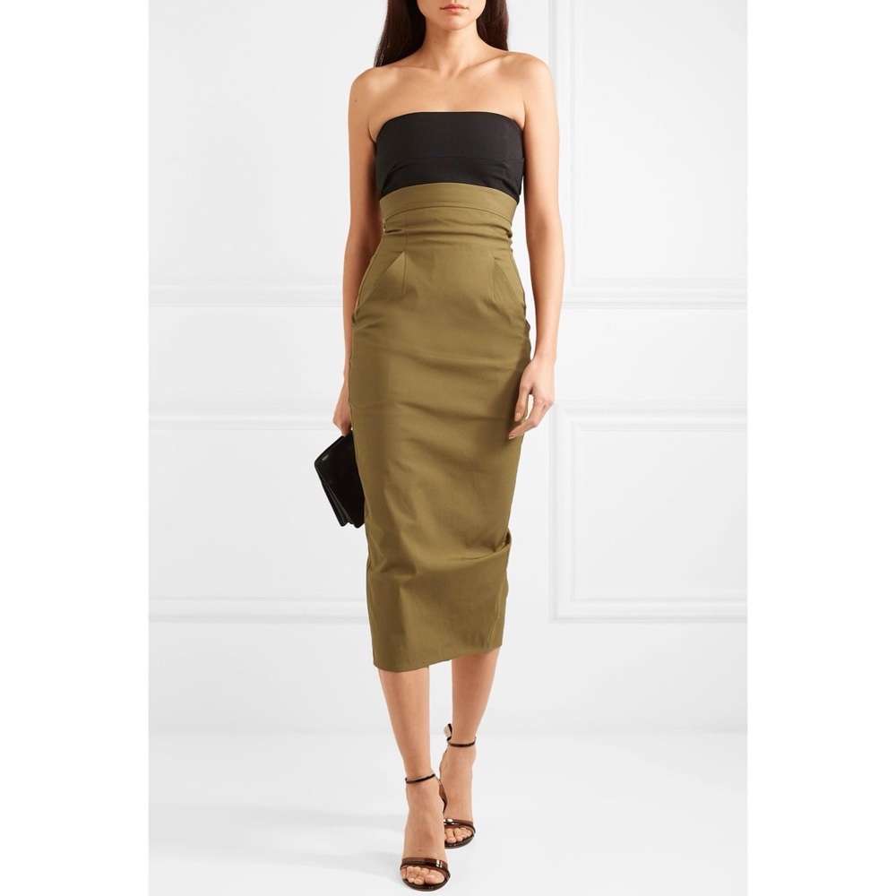 NWT RICK OWENS Army Green Midi Skirt